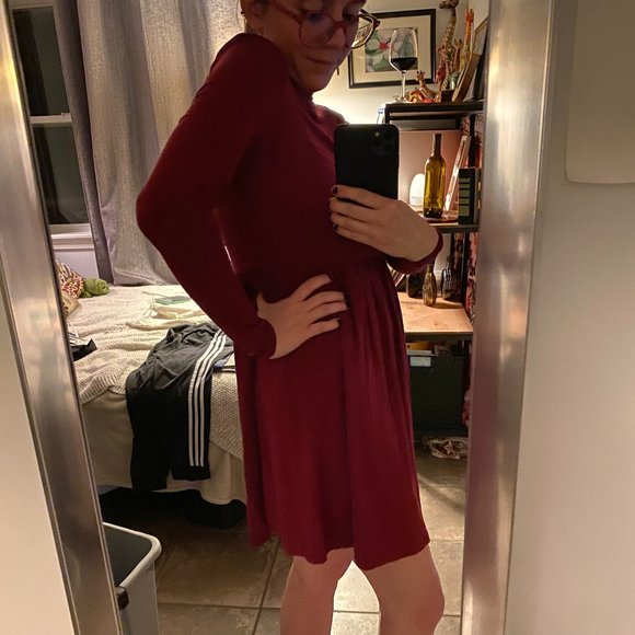 Asos Red Longsleeve Mockneck Dress - Picture 7 of 7